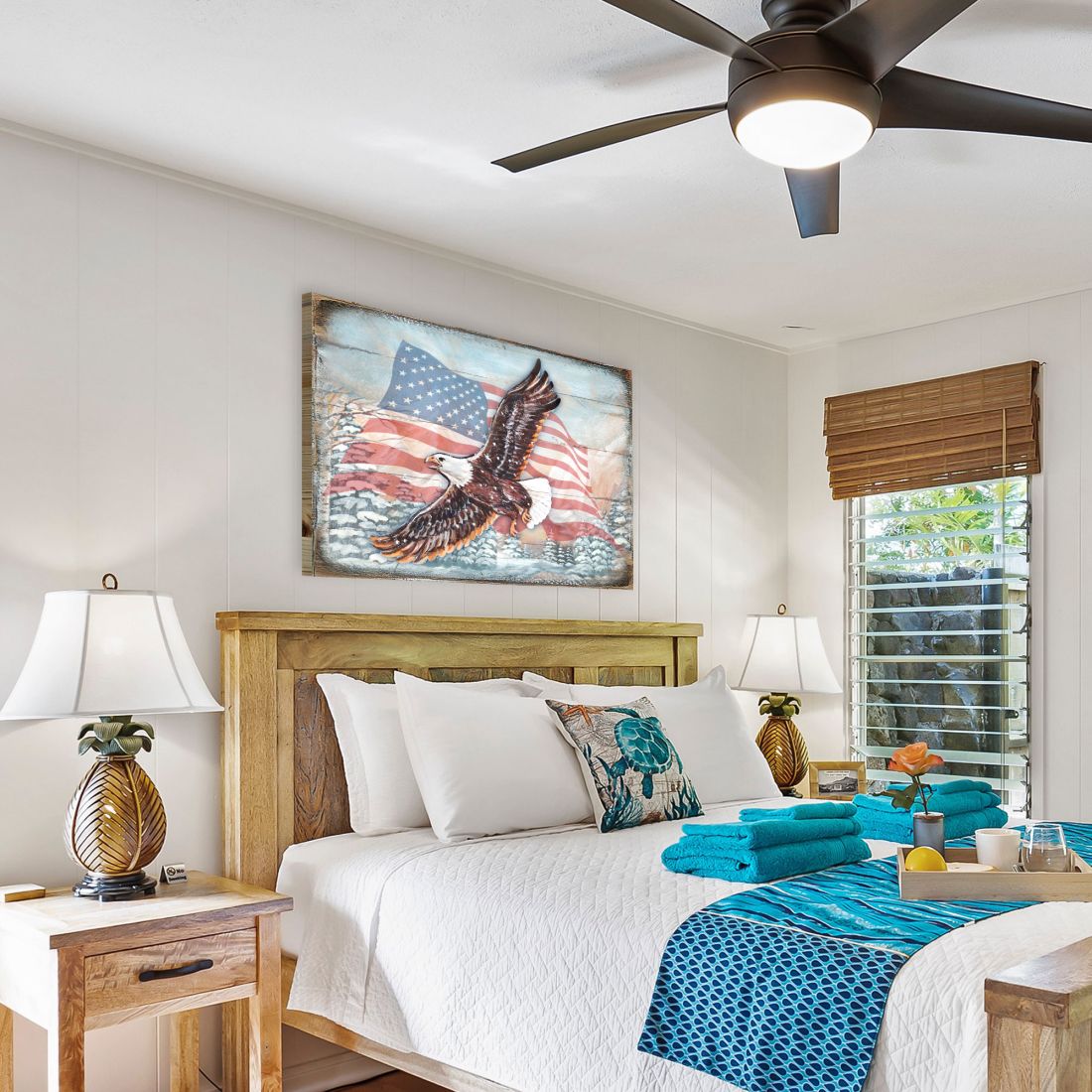 American Eagle Art Wooden Wall Art by Nature Wonders - American Patriotic Decor - 95221B